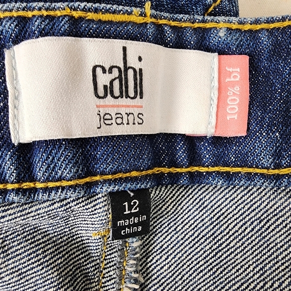 cAbi bf Boyfriend Jeans Ankle Distressed 100% Cotton High Waist Size 12 - Picture 2 of 16